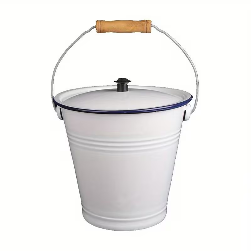 101.44 oz Thick Enamel Bucket with Lid - Durable Metal Material
