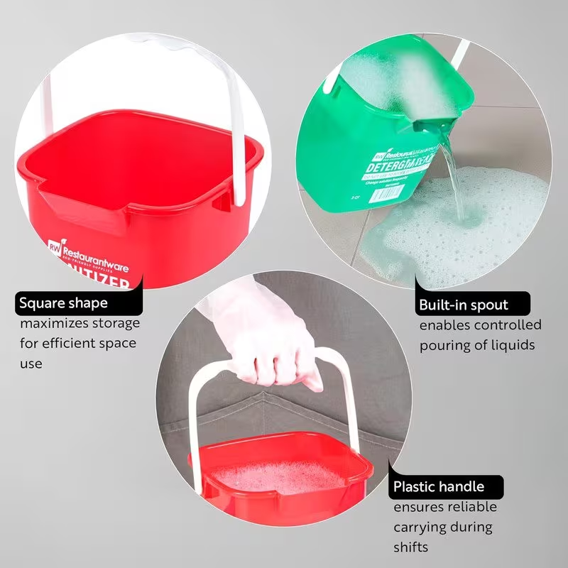 Single 8-quart heavy-duty cleaning bucket with built-in spout and handle