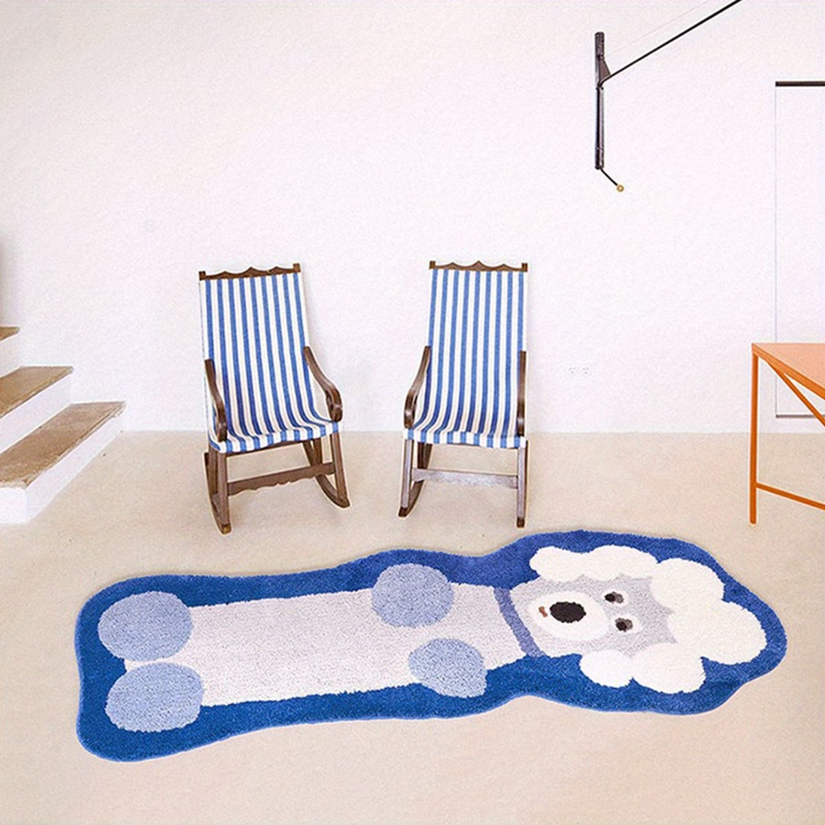 Single-pack rug, suitable for bedside use - non-slip mat with dachshund graffiti pattern.