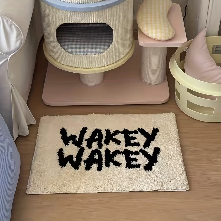 1800g flocked rug, simple letter flocked rug, bedroom bedside rug