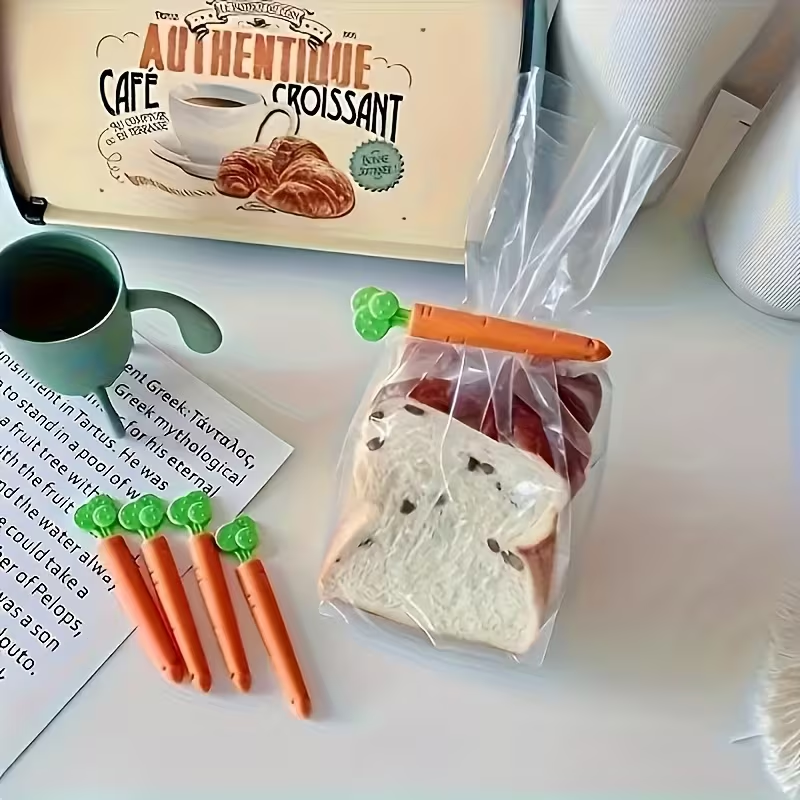 12-pack of magnetic carrot-shaped plastic clips - non-food contact