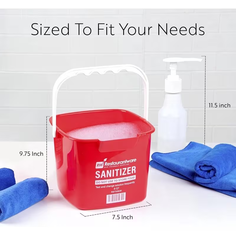 Single 8-quart heavy-duty cleaning bucket with built-in spout and handle
