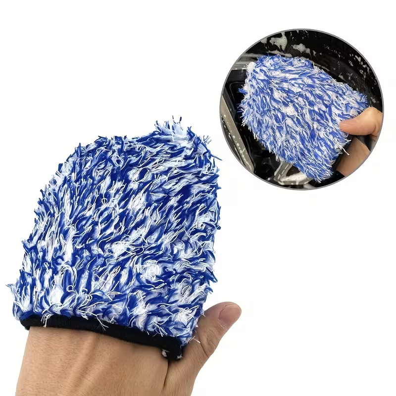 Car wheel brush gloves, microfiber coral long-pile chenille car wash gloves
