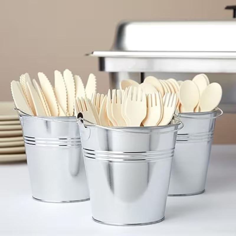 12-pack vintage galvanized metal buckets with handles