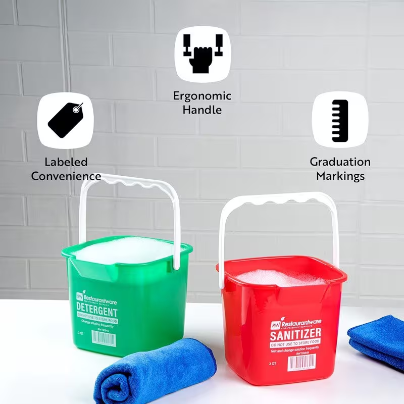 Single 8-quart heavy-duty cleaning bucket with built-in spout and handle