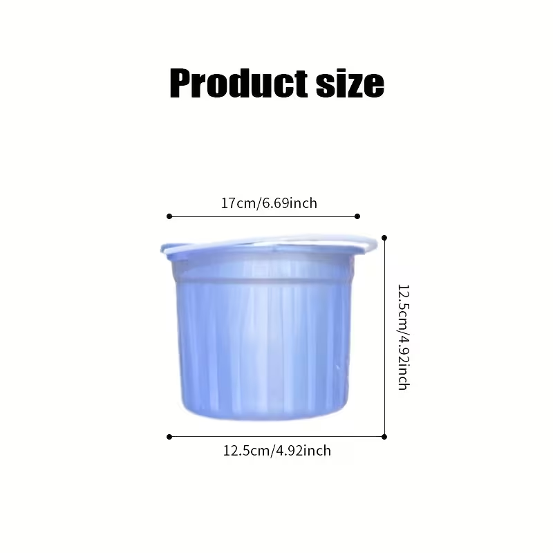 Two colorful, translucent mini buckets, handheld plastic buckets