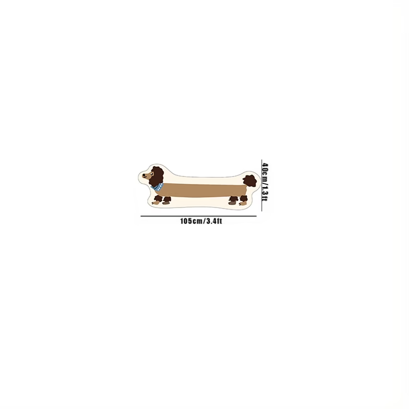 One-pack of fun long dog-shaped rugs with faux cashmere polka dot plastic backing