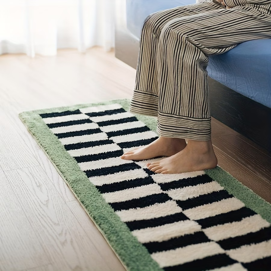 Colorful geometric patterned floor mat, made of imitation cashmere material, 1000g plush surface.