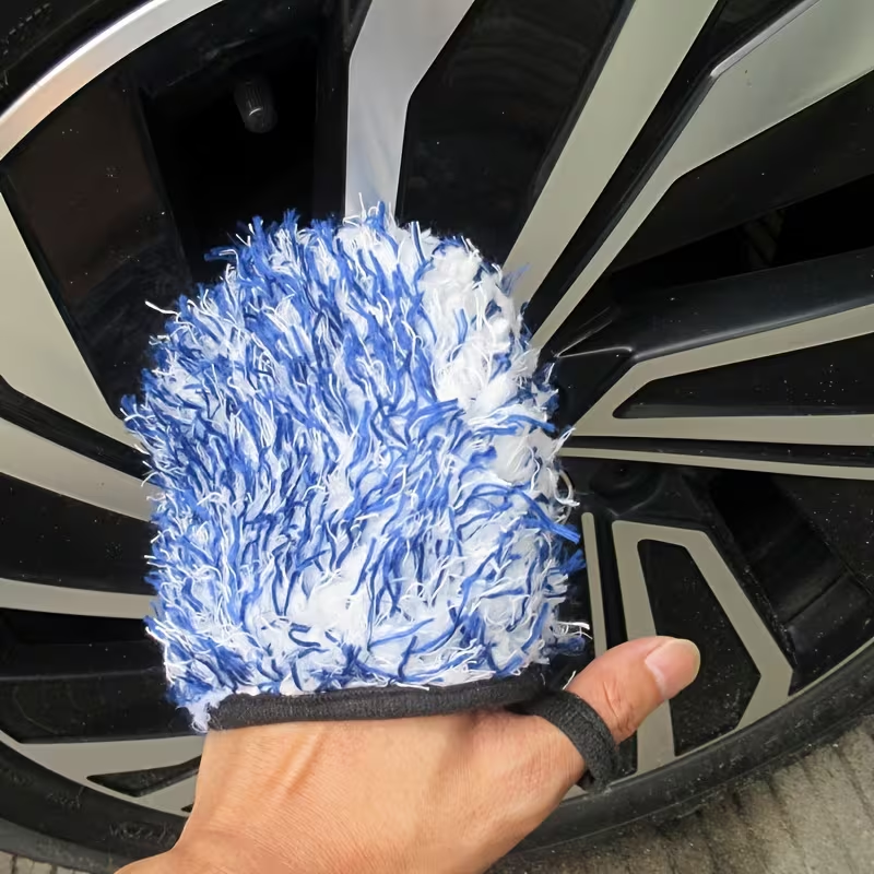 Car wheel brush gloves, microfiber coral long-pile chenille car wash gloves