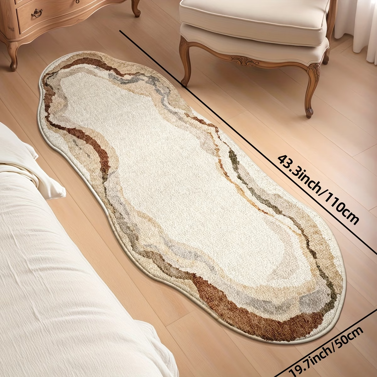 Rectangular floor mat, simple printed irregular bedside rug