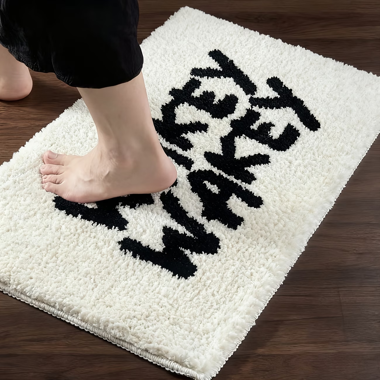 1800g flocked rug, simple letter flocked rug, bedroom bedside rug