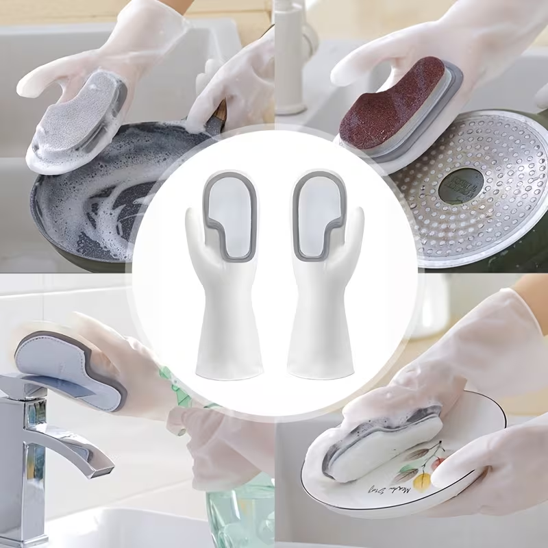 1 pair of dishwashing gloves, multi-functional magic cleaning brush