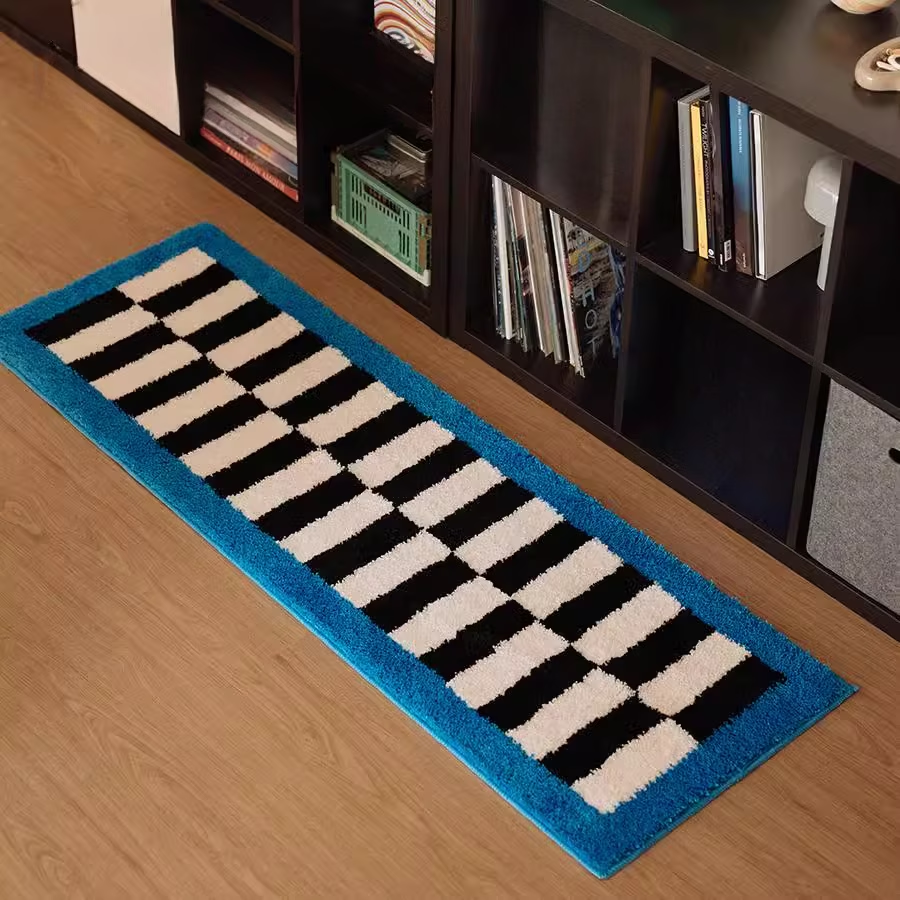 Colorful geometric patterned floor mat, made of imitation cashmere material, 1000g plush surface.