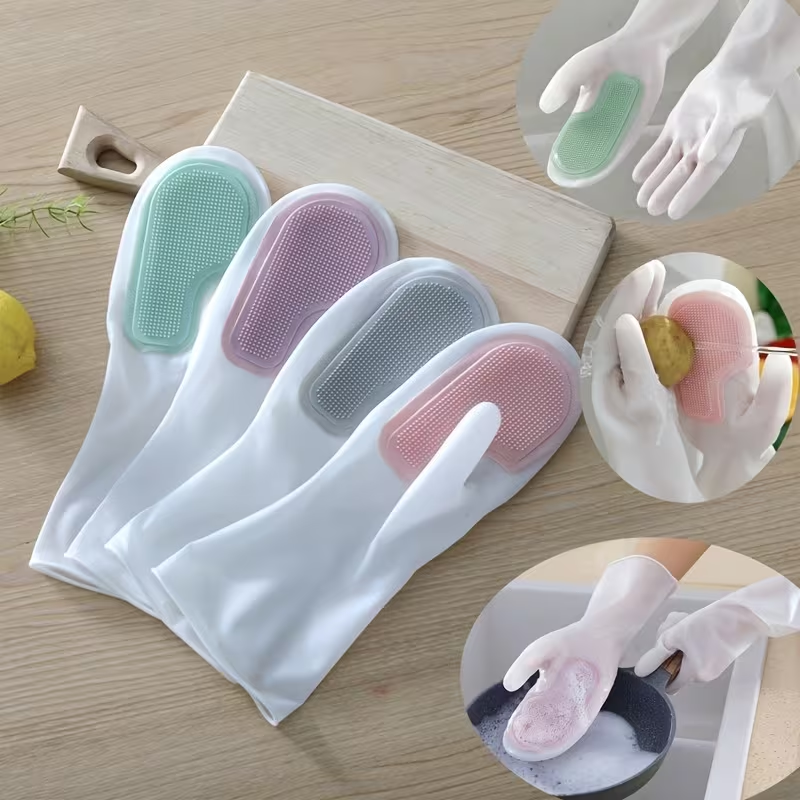 1 pair of dishwashing gloves, multi-functional magic cleaning brush