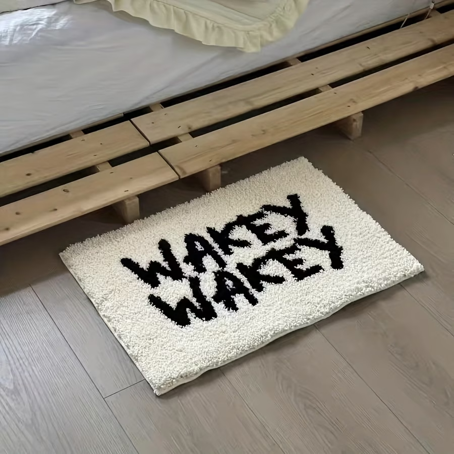 1800g flocked rug, simple letter flocked rug, bedroom bedside rug