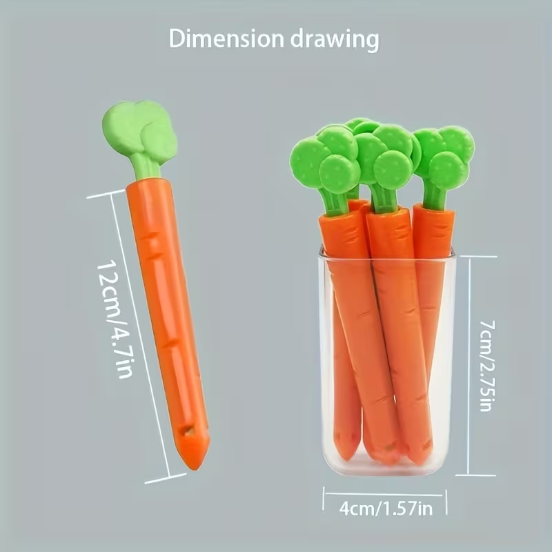 12-pack of magnetic carrot-shaped plastic clips - non-food contact