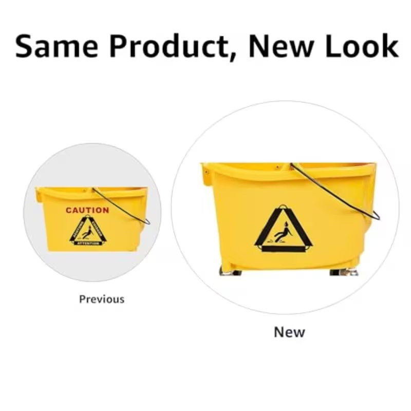 Commercial heavy-duty mop bucket with push-down manual wringer