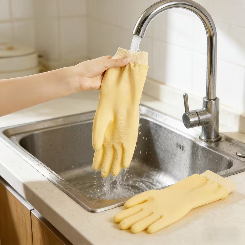Thickened dishwashing gloves | Made of PVC, warm, waterproof, and reusable.