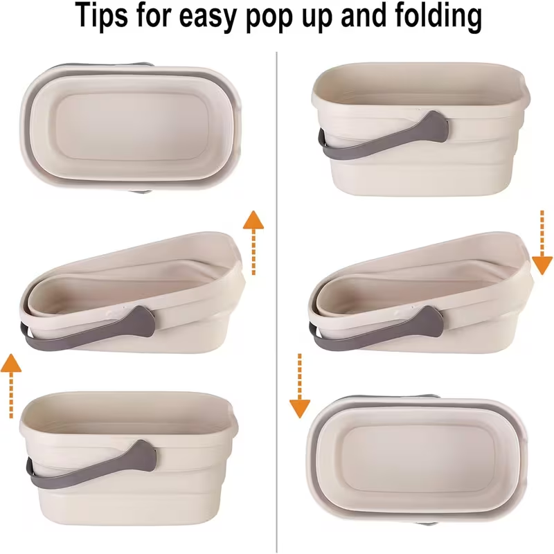 Collapsible bucket, mop cleaning bucket, 10-liter (2.6-gallon) multi-purpose collapsible bucket