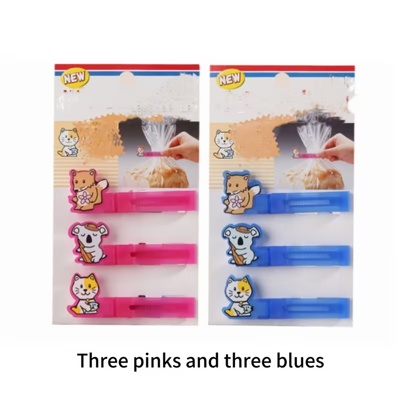 6-pack of cute animal-patterned plastic food bags