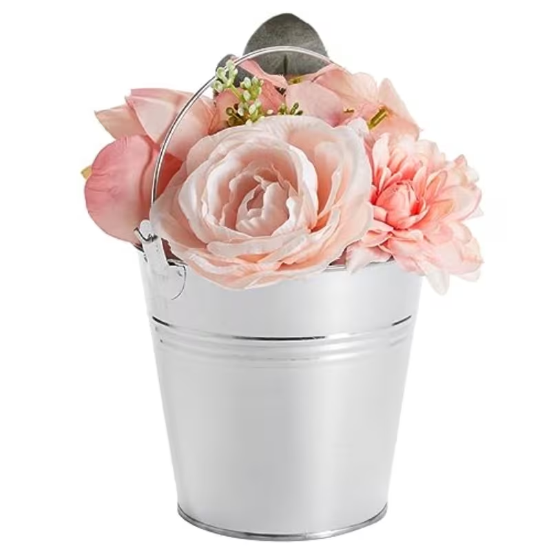 12-pack vintage galvanized metal buckets with handles