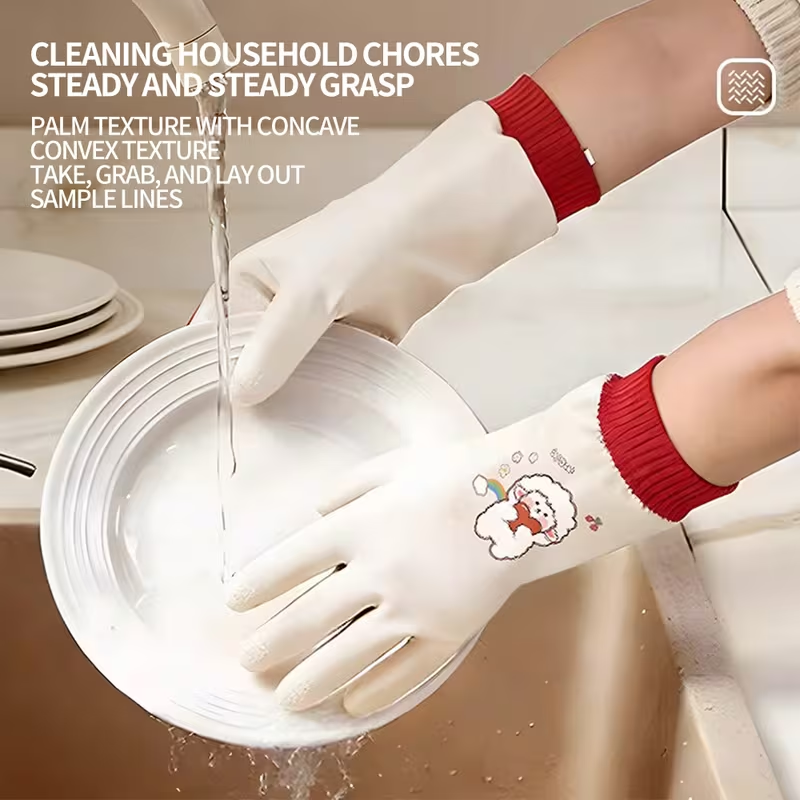 A pair of stylish cartoon-style gloves, with an extra-long and thick design.