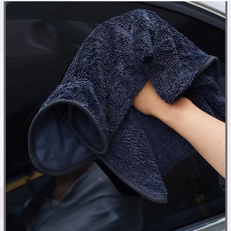 Car cleaning kit - silicone gloves, double-sided microfiber sponge, and car wash towel