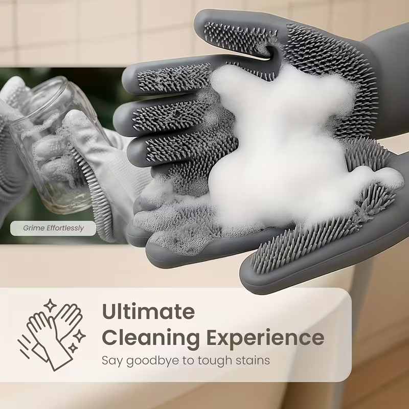 Car cleaning kit - silicone gloves, double-sided microfiber sponge, and car wash towel
