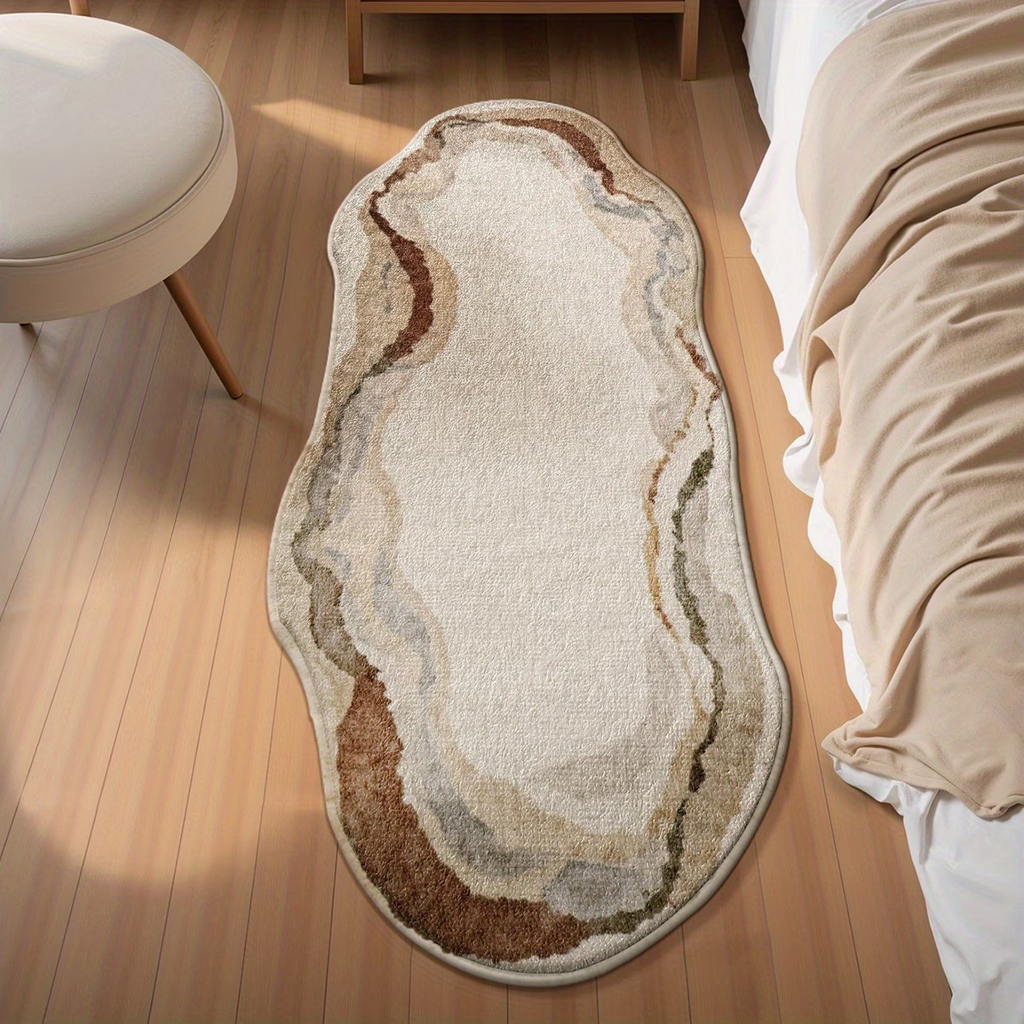 Rectangular floor mat, simple printed irregular bedside rug