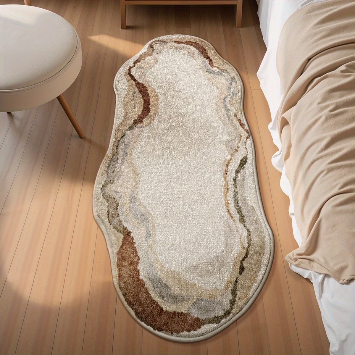 Rectangular floor mat, simple printed irregular bedside rug