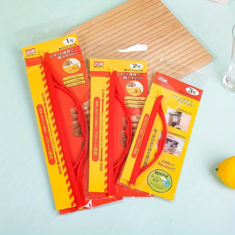Portable sealing clips for fries, bread, and snack bags.