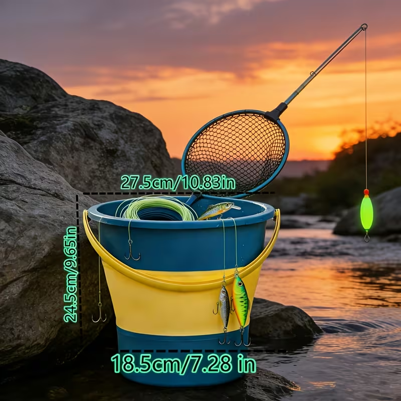 Multifunctional Folding Fishing Bucket | Plastic Round Storage and Laundry Bucket