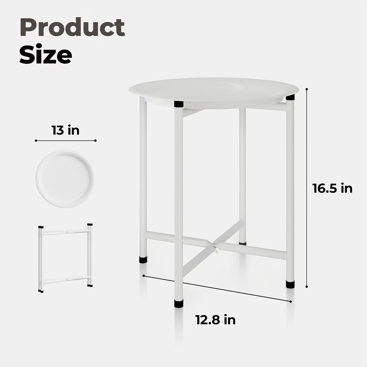 Small Plant Stand | Small Round Side Table, White