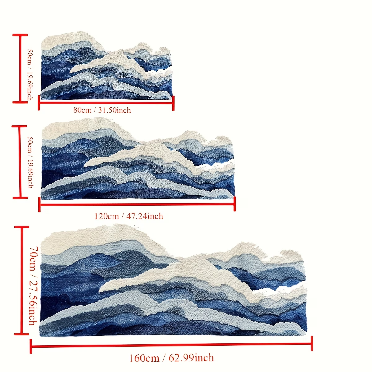 1850g/m² thickened dense flocked carpet, TPR non-slip backing, ocean-themed pattern.