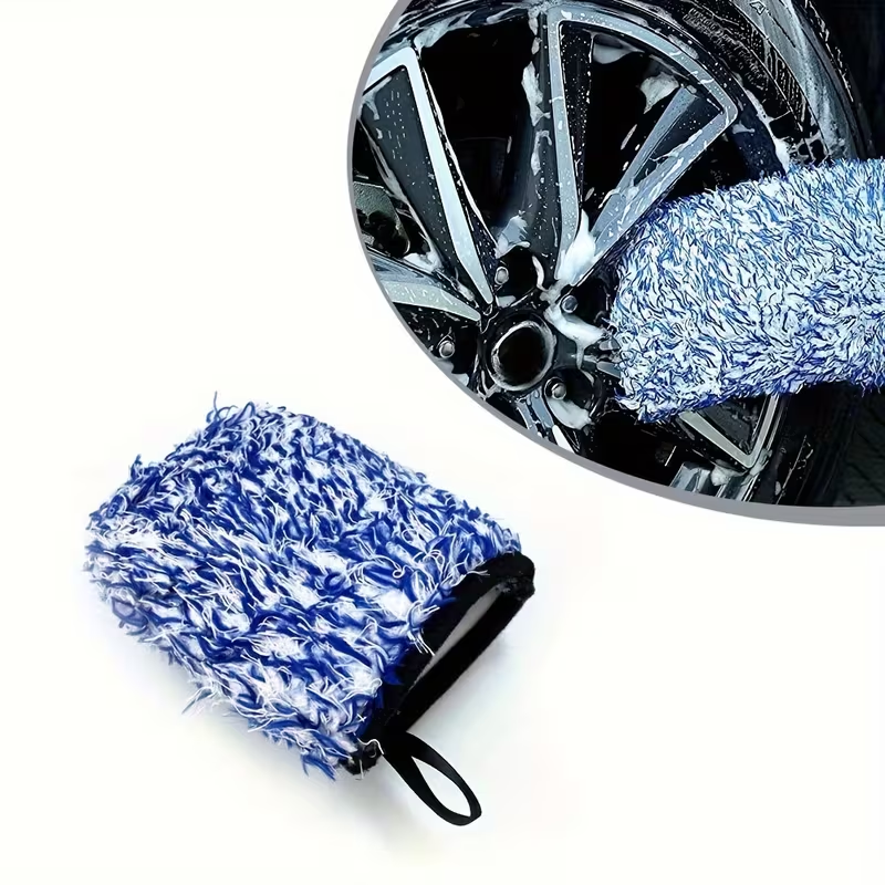 Car wheel brush gloves, microfiber coral long-pile chenille car wash gloves
