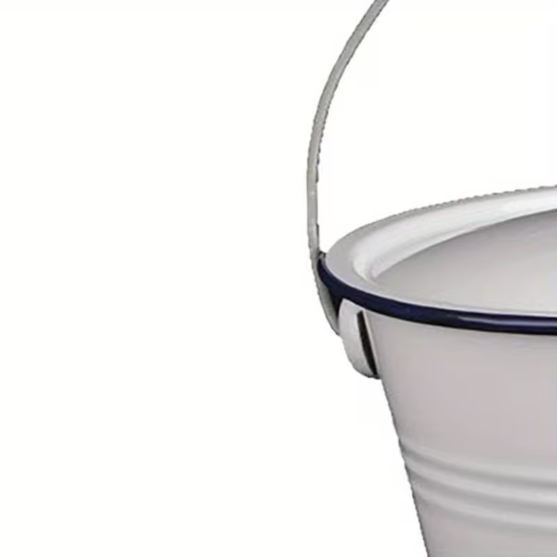 101.44 oz Thick Enamel Bucket with Lid - Durable Metal Material