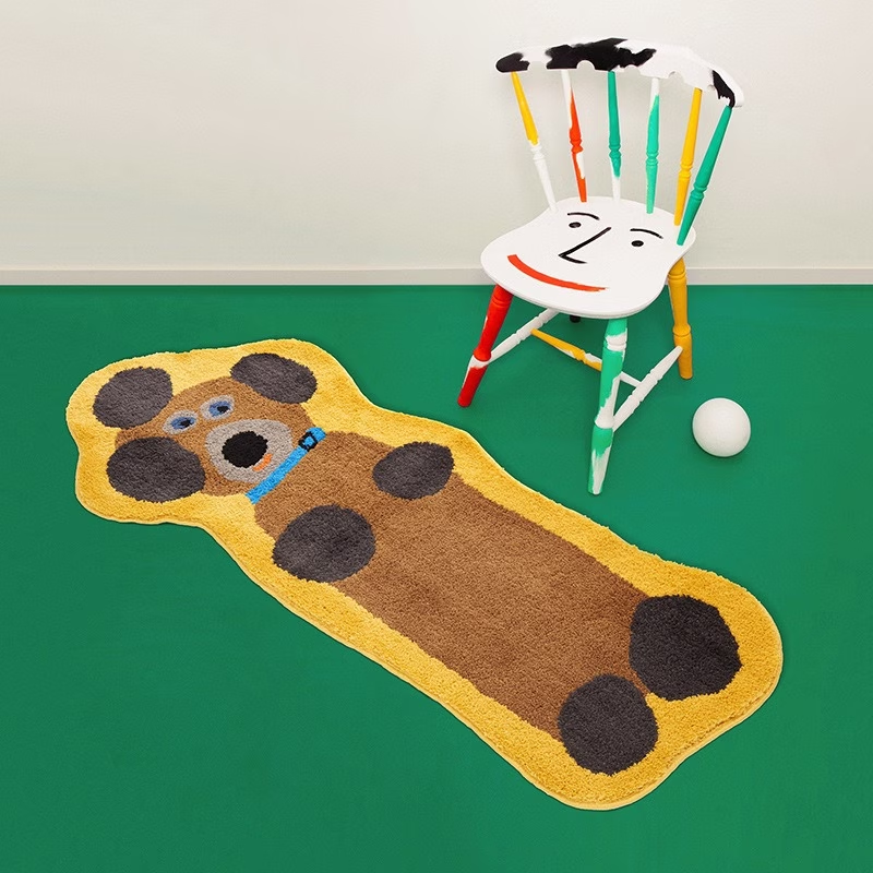Single-pack rug, suitable for bedside use - non-slip mat with dachshund graffiti pattern.