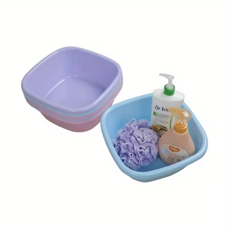 A set of 3 12-quart (11.4-inch) heavy-duty plastic square buckets - stackable