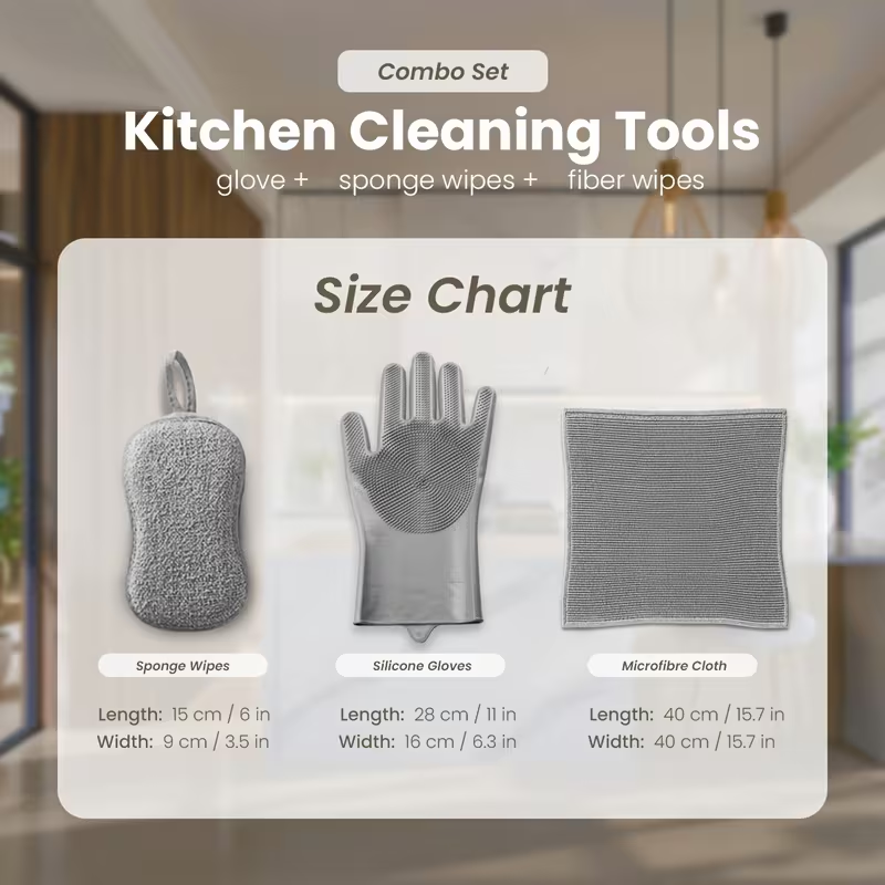 Car cleaning kit - silicone gloves, double-sided microfiber sponge, and car wash towel