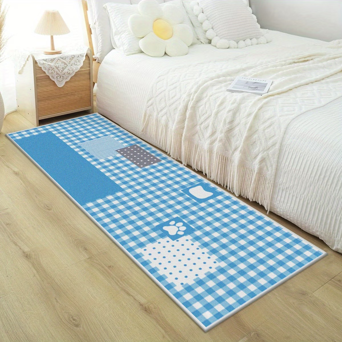 One faux cashmere rug, suitable for living room, bedroom, bedside, and other areas.