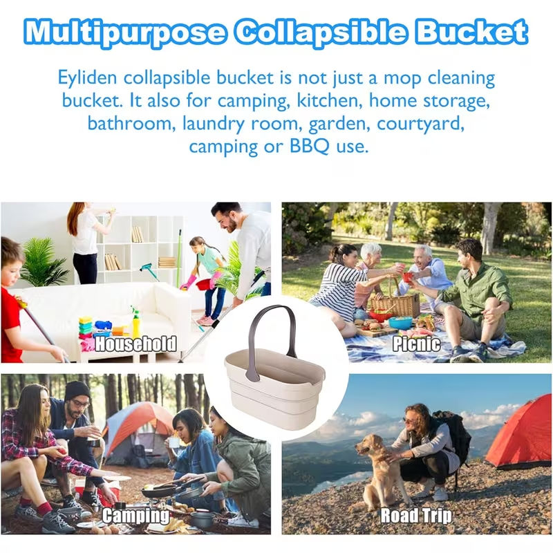 Collapsible bucket, mop cleaning bucket, 10-liter (2.6-gallon) multi-purpose collapsible bucket