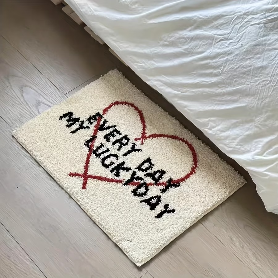 1800g flocked rug, simple letter flocked rug, bedroom bedside rug