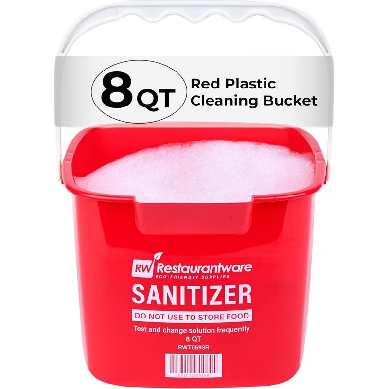Single 8-quart heavy-duty cleaning bucket with built-in spout and handle