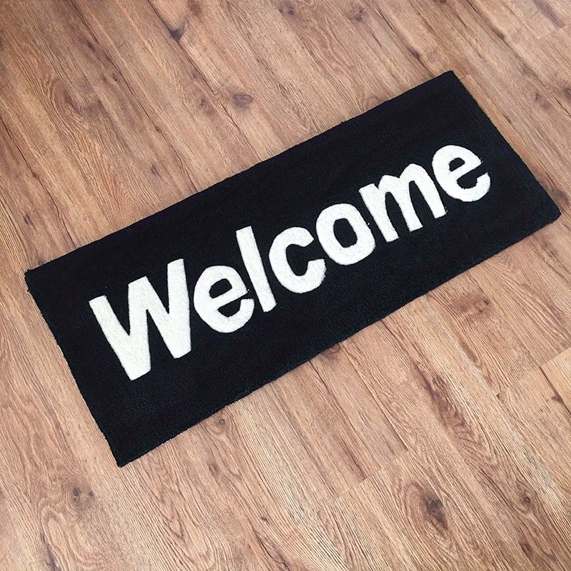Nordic minimalist black and white Welome English rug