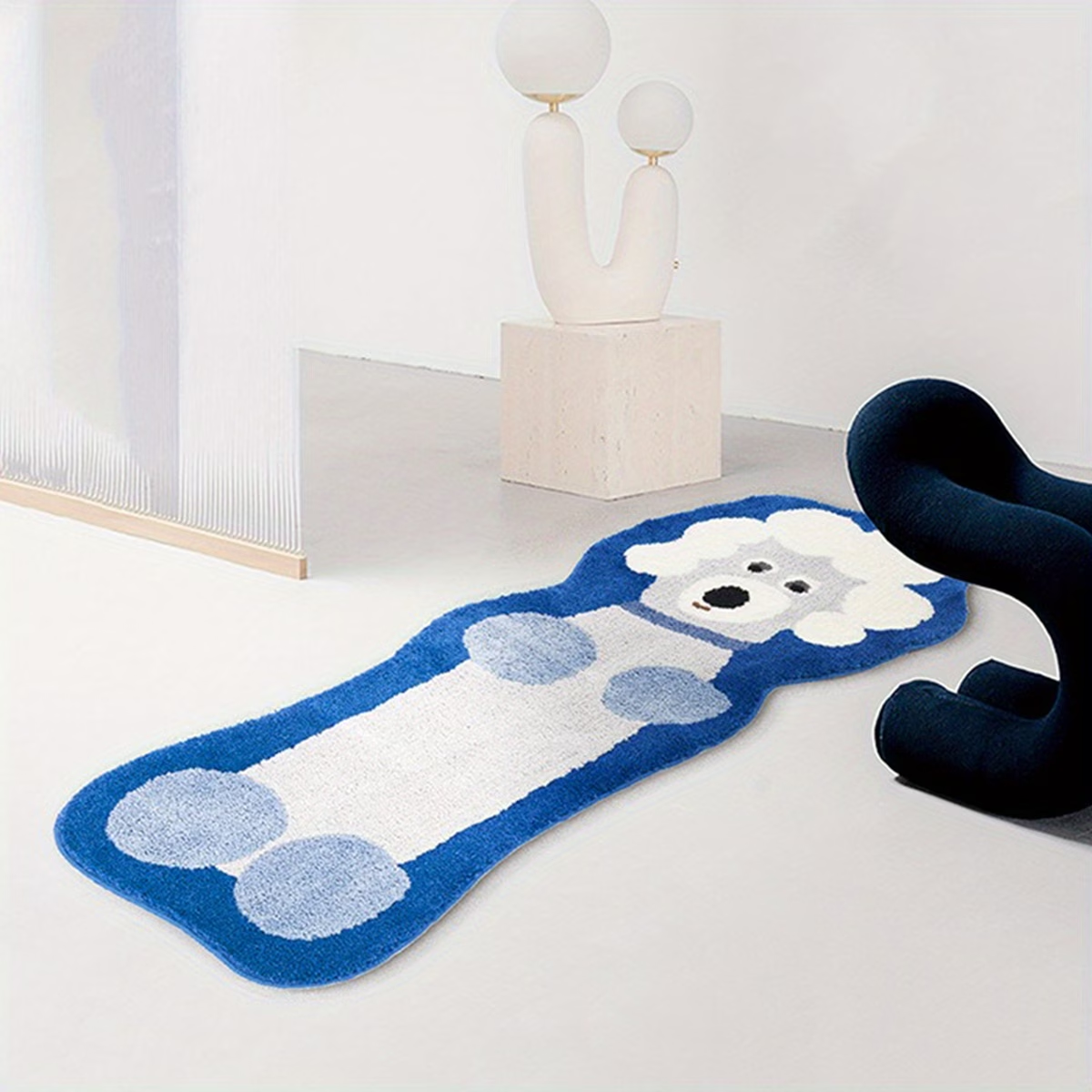 Single-pack rug, suitable for bedside use - non-slip mat with dachshund graffiti pattern.