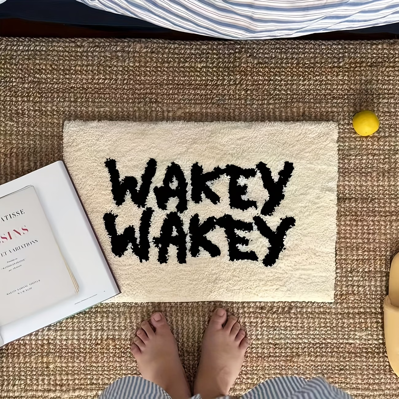 1800g flocked rug, simple letter flocked rug, bedroom bedside rug