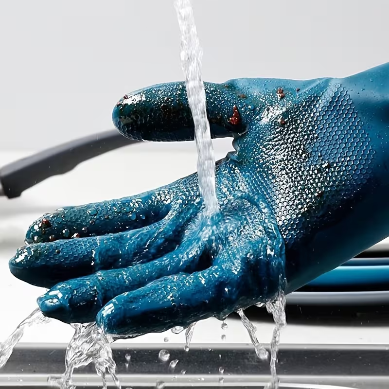4-Pair Pack of Rubber Gloves, Kitchen Dishwashing Gloves, Thick Lined Laundry Gloves