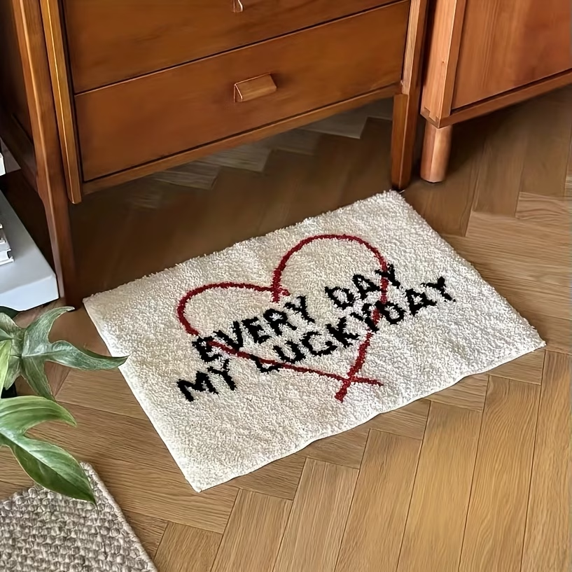 1800g flocked rug, simple letter flocked rug, bedroom bedside rug