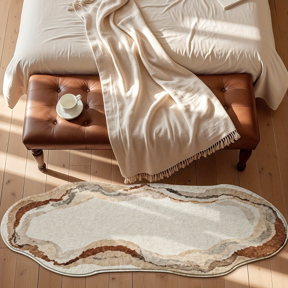 Rectangular floor mat, simple printed irregular bedside rug