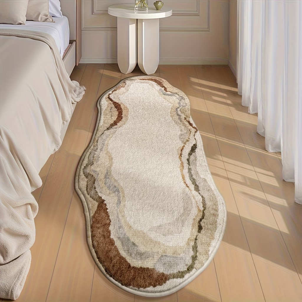 Rectangular floor mat, simple printed irregular bedside rug